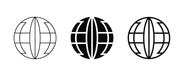 Vector globe icon set logo design world icon shape line