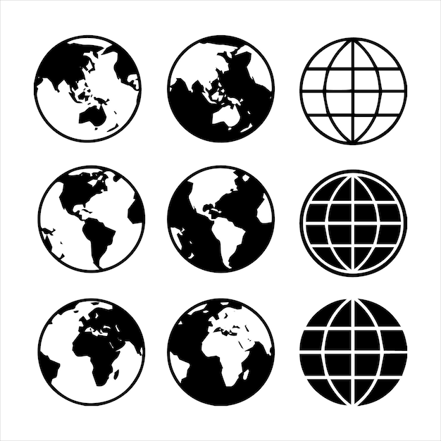 globe icon of web image set