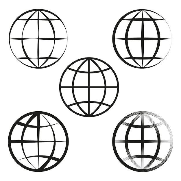 Globe icons set World map symbols Vector illustration EPS 10