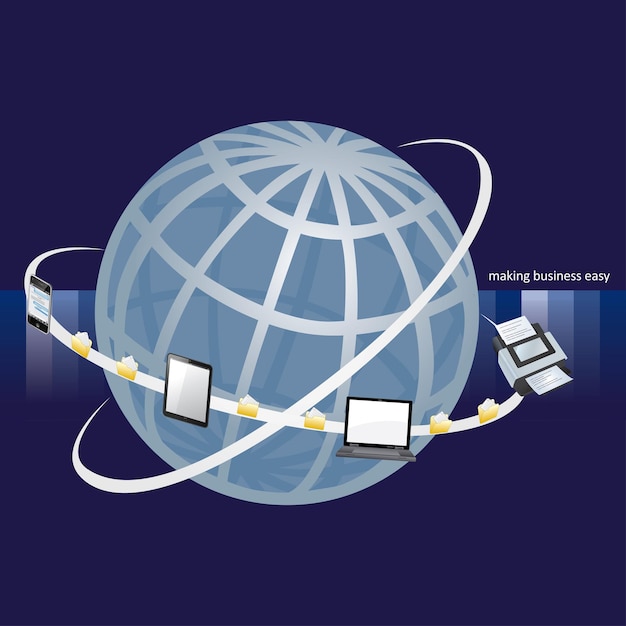 Vector globe internet planet met business icon