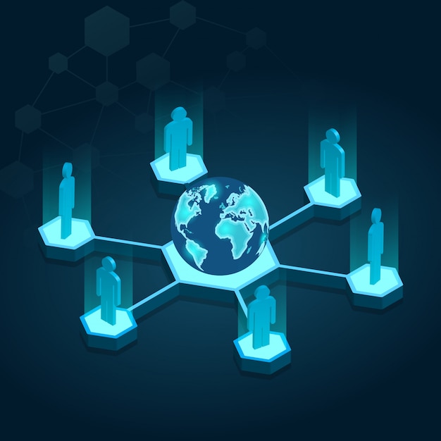 Vector globe isometric connection