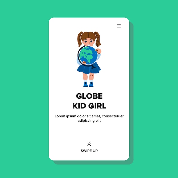 Globe kid girl vector