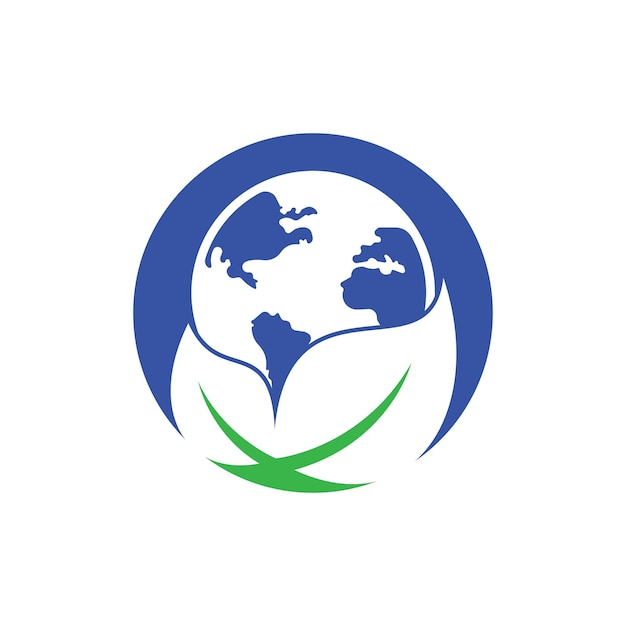 Globe leaf logo icon vector earth and leaf logo combination planet and eco symbol or icon