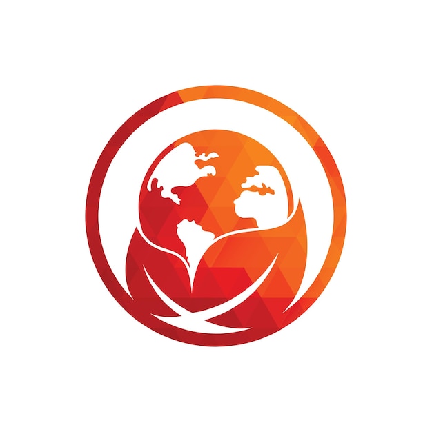 Globe leaf logo icon vector Earth and leaf logo combination