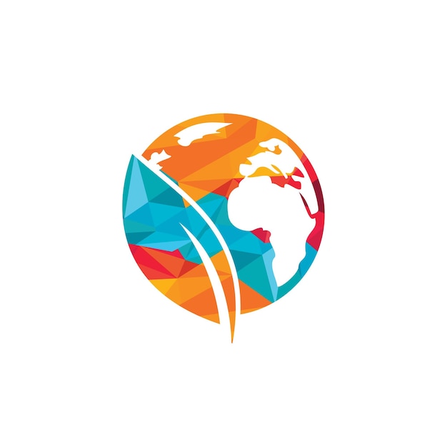 Globe leaf vector logo design