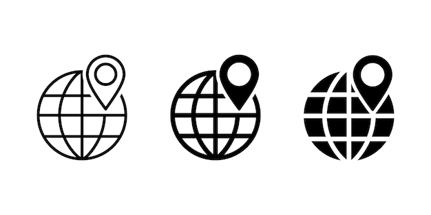 グローブ・ピン・シグナル・ベクトル (GLOBE PIN SIGN VECTOR) またはグローブ・シグナルの位置を示すベクトル・アイコン