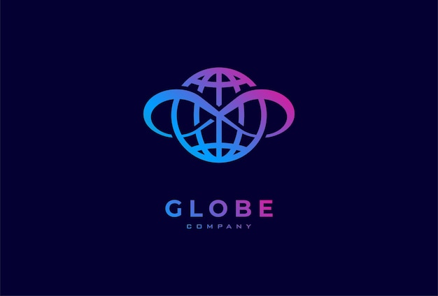 Globe Logo Design wereldbol met oneindige combinatie bruikbaar voor technologie en bedrijfslogo's