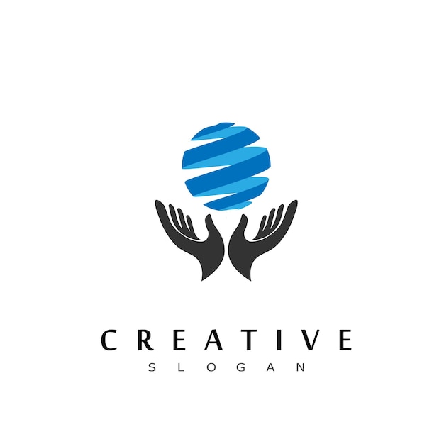 Globe logo hand business design