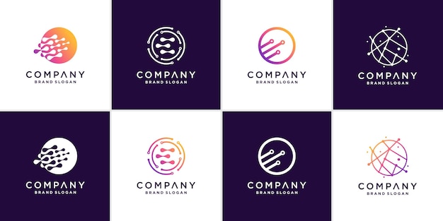 globe-logocollectie met modern concept premium