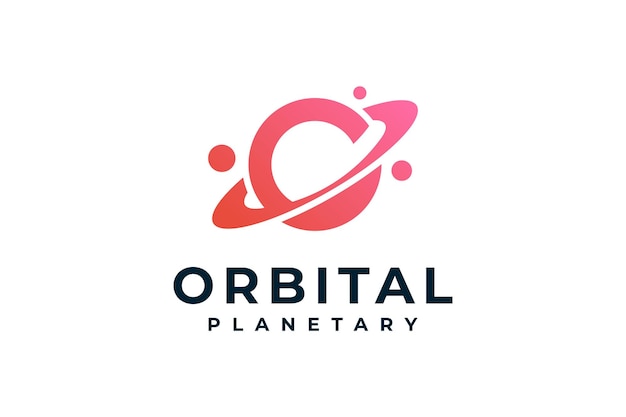 Значок логотипа галактики на орбите современной планеты глобус
