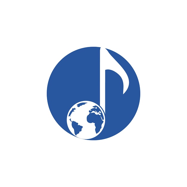 Vettore progettazione del logo dell'icona del globo e della nota musicale
