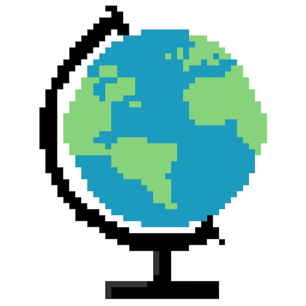 Globe Pixel art. Vector illustration