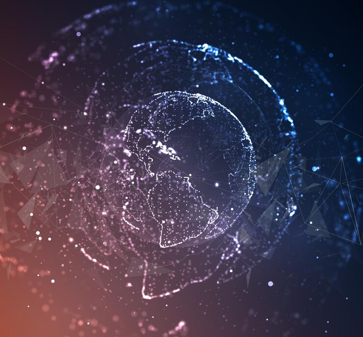 Vector globe, planet earth, from dots