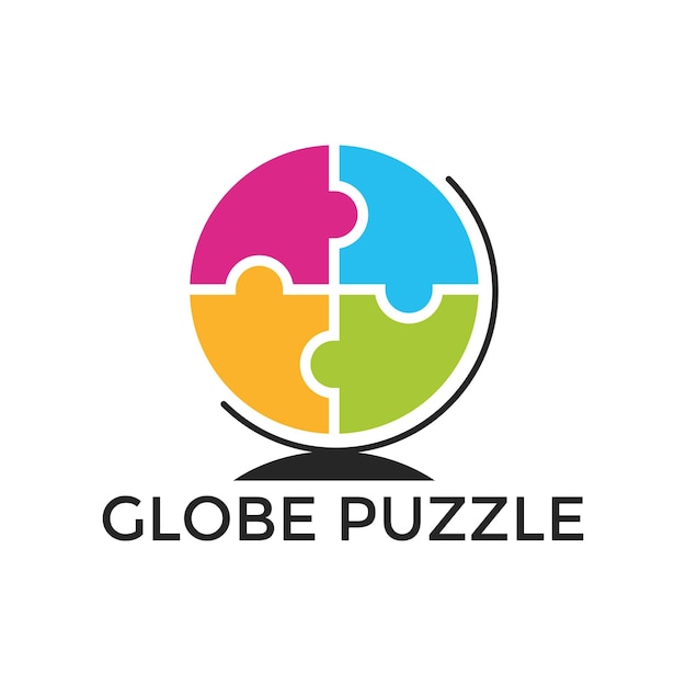 Globe puzzle logo design vector template