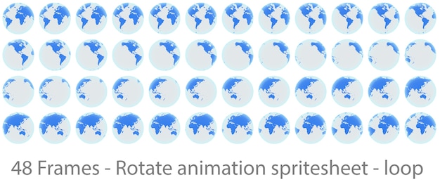 Foglio di sprite di animazione di rotazione del globo