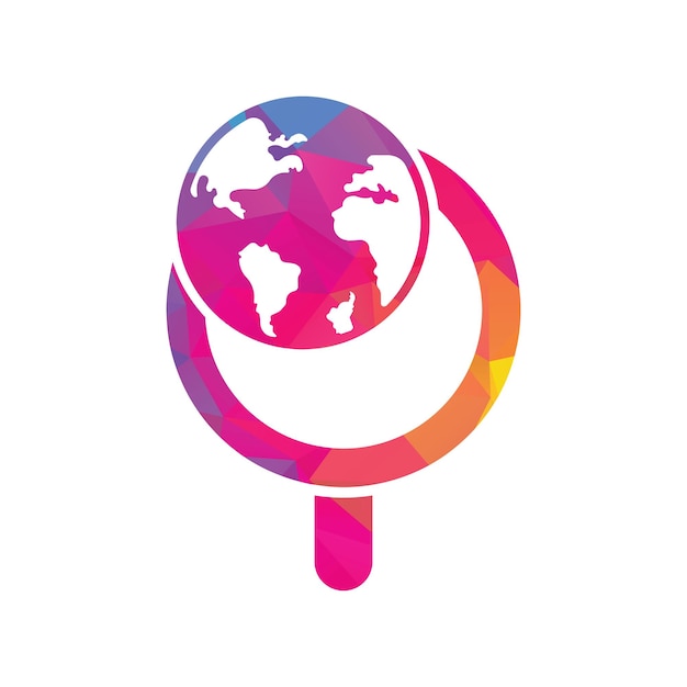 Globe search logo vector icon. world and loupe logo combination.