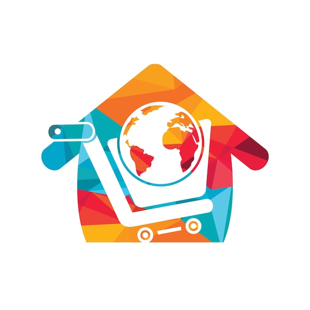 Globe shopping cart vector logo design