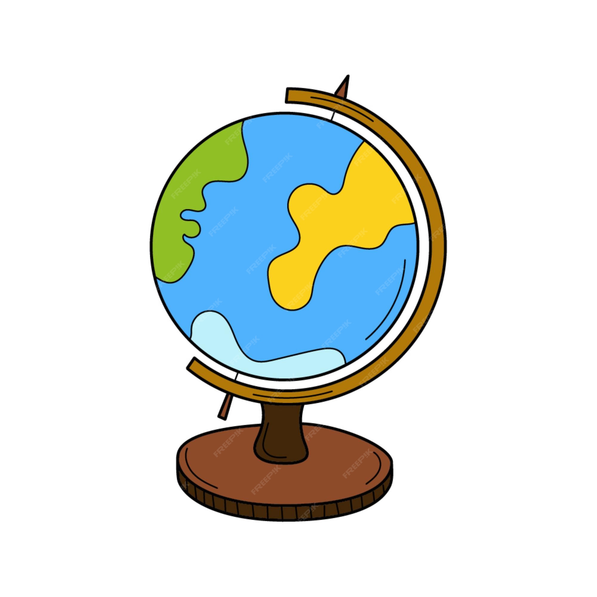 Siden Samme Begrænsning Premium Vector | A globe on a stand. school item. doodle. globus.  hand-drawn colorful vector illustration.