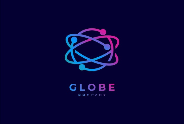벡터 글로브 기술 로고 디자인 기술 및 회사 로고에 사용할 수 있는 세계 글로브 로고 템플릿