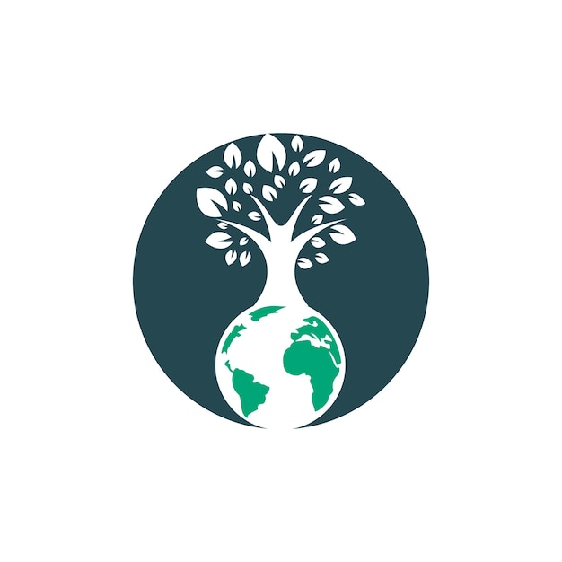 Vector globe tree vector logo design template