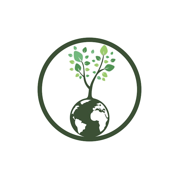 Globe tree vector logo design template