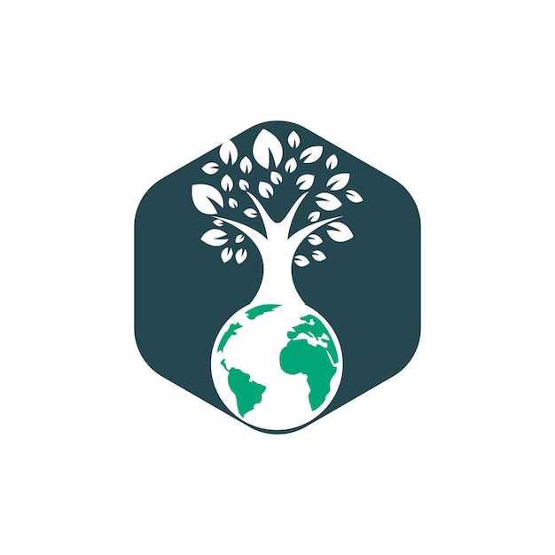 Globe tree vector logo ontwerp sjabloon