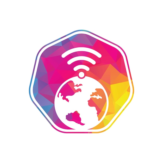 Globe wifi logo design icon World signal vector logo template