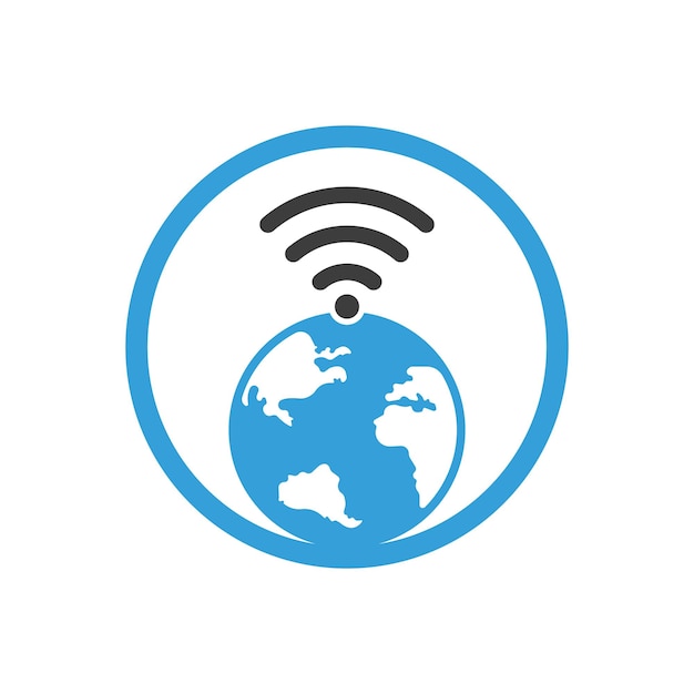 Globe wifi logo design icon World signal vector logo template