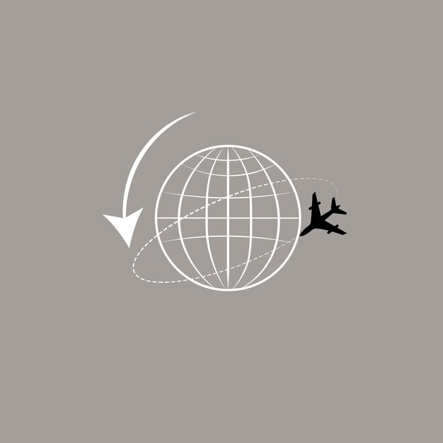 Premium Vector | Globe with airplane symbol