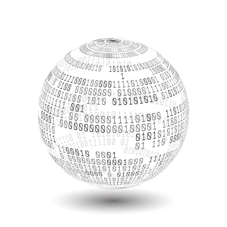 Vector globe with binary code. ball of binary code. digital technology. data sorting. artificial intelligence.big data.smart system.