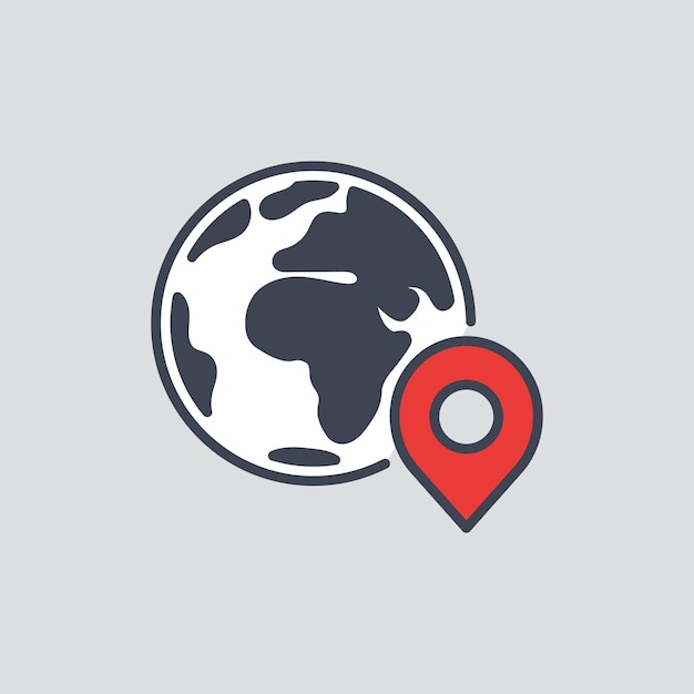 Globe with gps icon vector illustration pin pointer on isolated background earth sign concept
