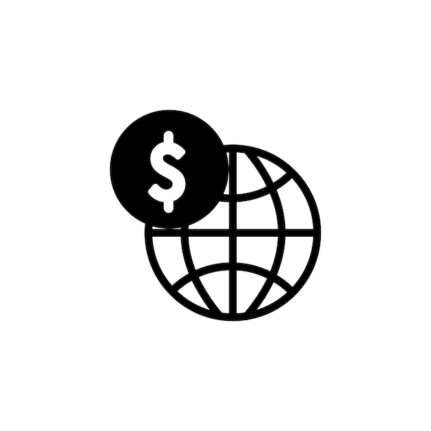 globe with sign dollar icon