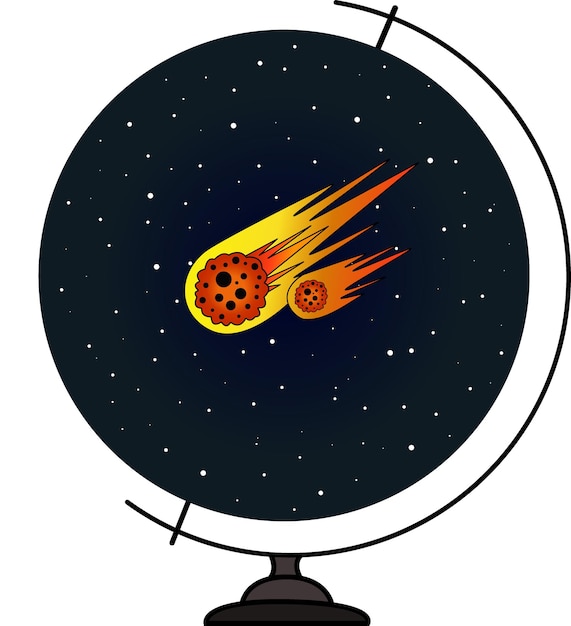 Глобус с космосом и кометой