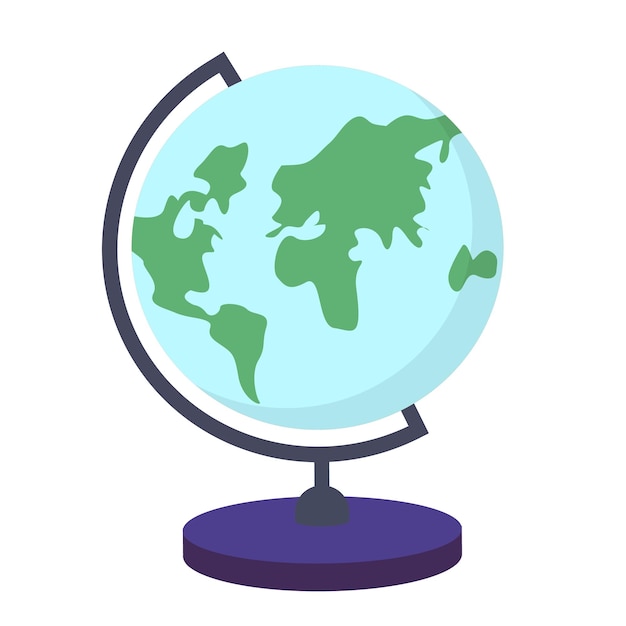 Globe with stand model sphere of continents and oceansvector illustration eps10