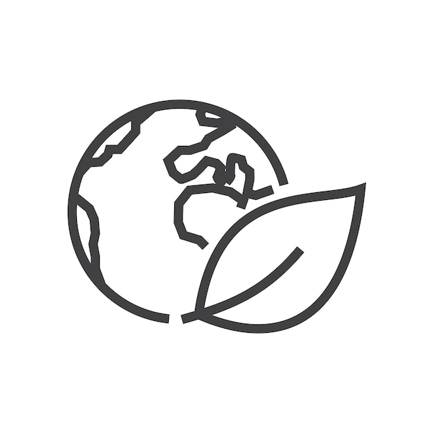 Вектор Глобус с листьями деревьев иконы экологии