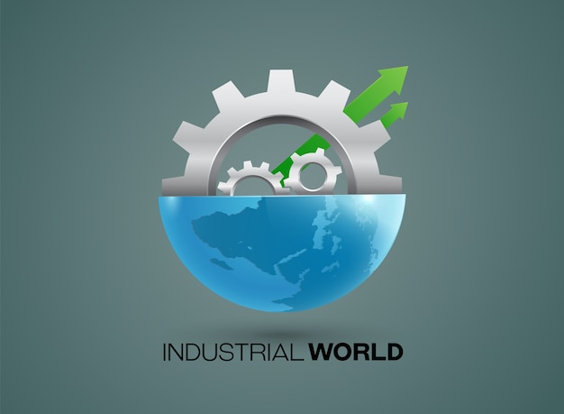 Vector globes and gears industrial vector