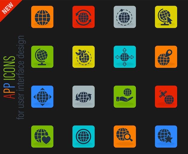 Globes icon set