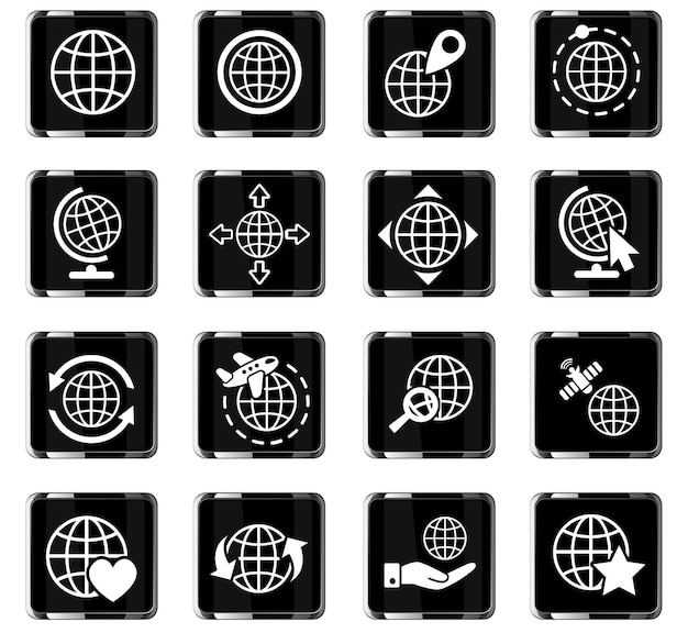 Globes web icons for user interface design