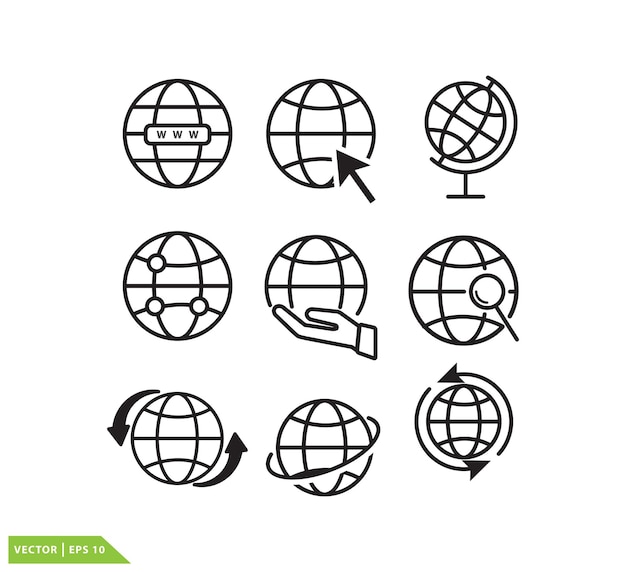 Globus icoon vector logo ontwerp sjabloon