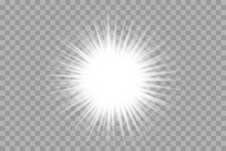 Gloed geïsoleerde witte transparante lichteffectset, lensflare, explosie, glitter, lijn, zonneflits, vonk en sterren. Abstract speciaal effect element ontwerp. Schijn met bliksem