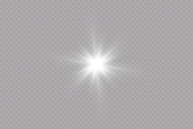 Gloedeffect ster op transparante achtergrond heldere zon vectorillustratie