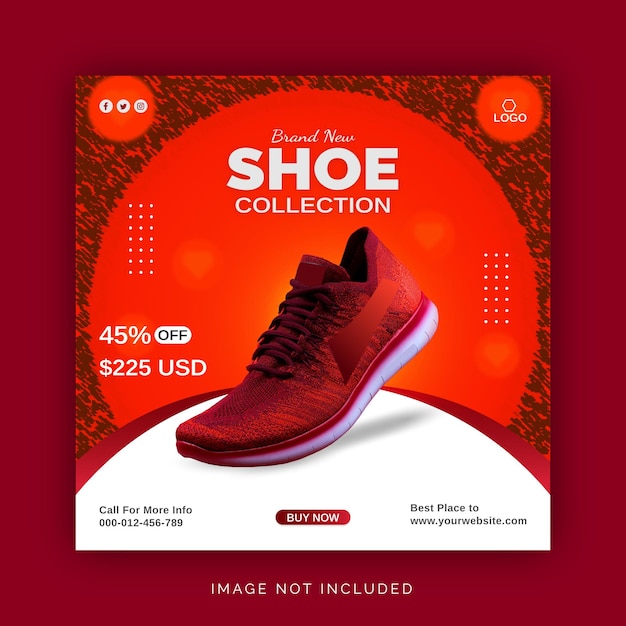 Gloednieuwe exclusieve schoenencollectie Social Media Banner Instagram-berichtsjabloon
