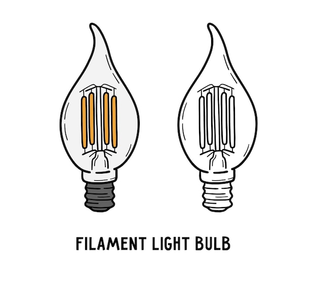 Vector gloeidraad gloeilamp vintage edison gloeilamp met wolfraam icoon