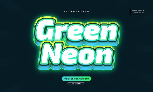 Gloeiend groen licht Neon teksteffect Bewerkbaar teksteffect