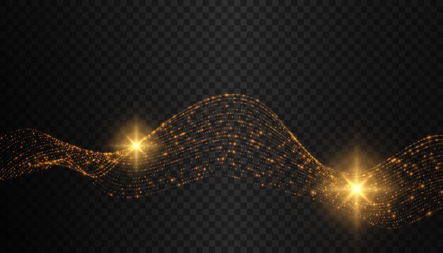 Gloeiend lichteffect met veel glitterdeeltjes, geïsoleerde glinsterende bokeh-lijnen voor grafisch ontwerp