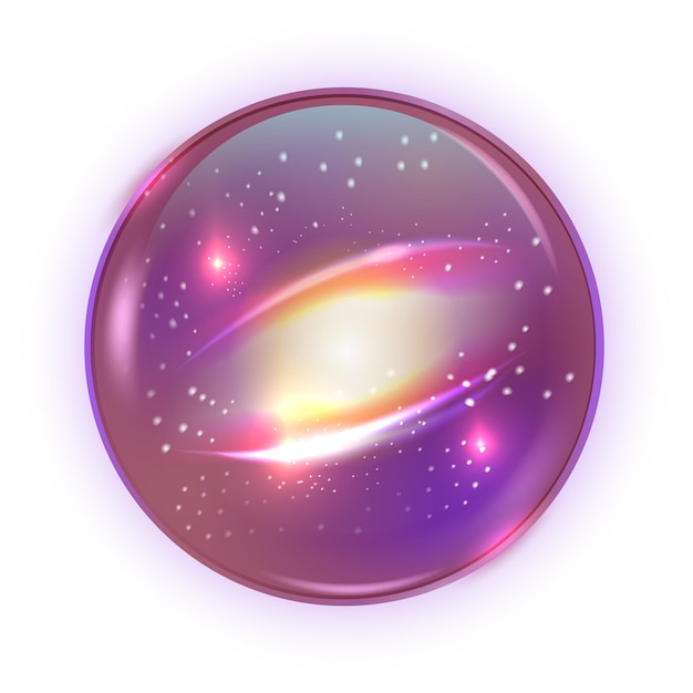 Gloeiende bal met ruimtemelkweg Realistische fantasiebol