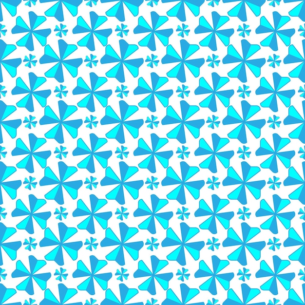 Gloeiende blauwe bloemen naadloze patroon op witte achtergrond Geometrische flora lijn stof patronen vector