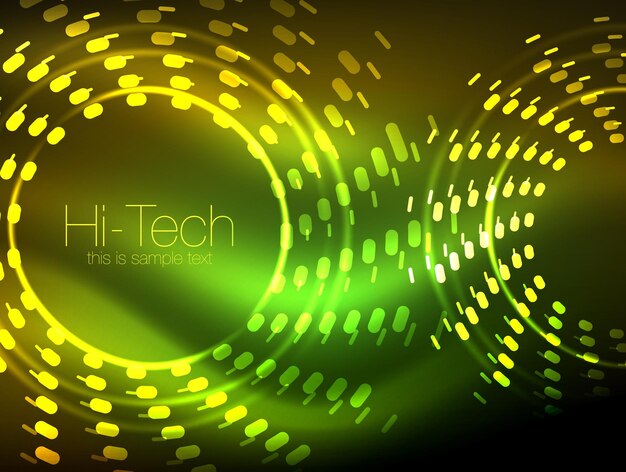 Gloeiende neon stippenvorm abstracte achtergrondtechnologie glanzend conceptontwerp magische ruimte geometrische achtergrond Vector illustratie
