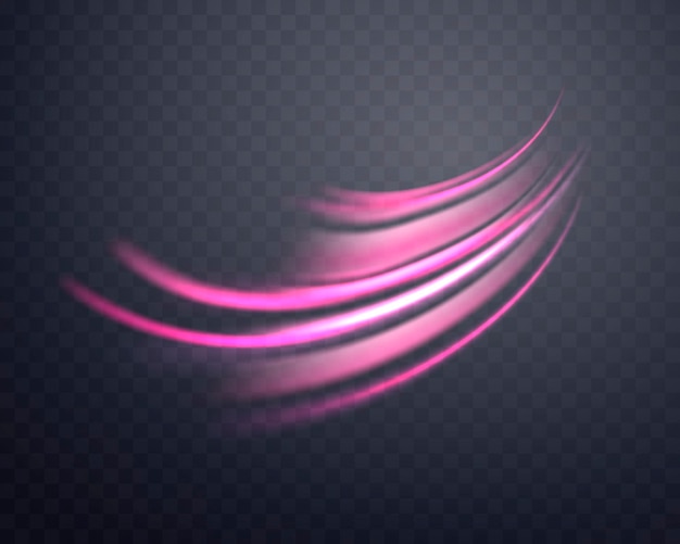 Vector gloeiende roze lijnen neon realistische energie snelheid abstract licht effect