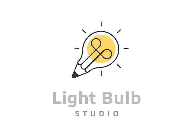 Gloeilamp idee lijn logo creatief ontwerp